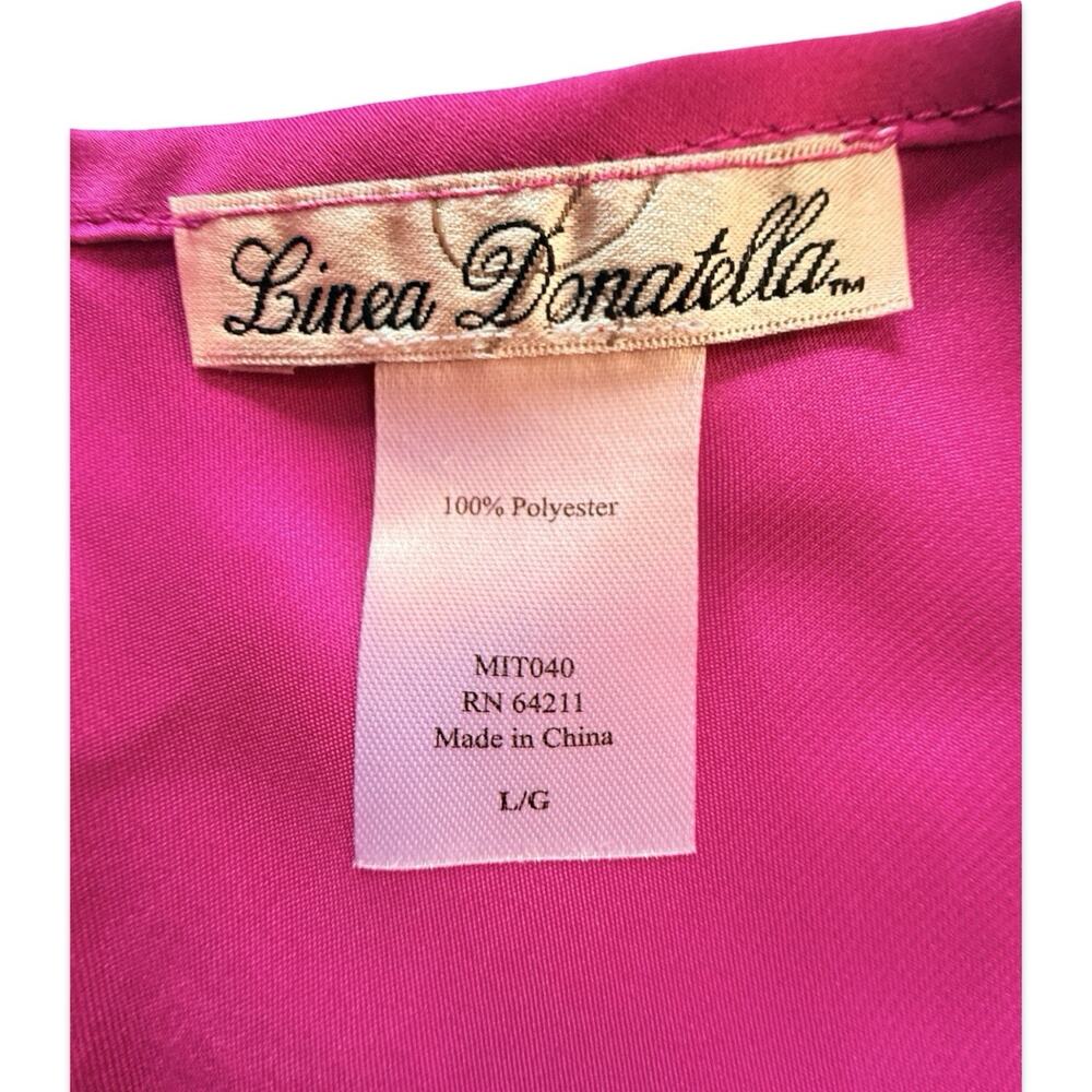NWT Linea Donatella 3pc Satin Cami Shorts Robe Set Wild Berry Sz L - Picture 5 of 11
